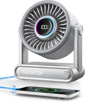 Portable Quiet Desk Fan, 6000mAh Rechargeable Battery Fan with RGB Ring, 18Hrs Runtime, 5-Speed Strong Wind, Bedroom Office
