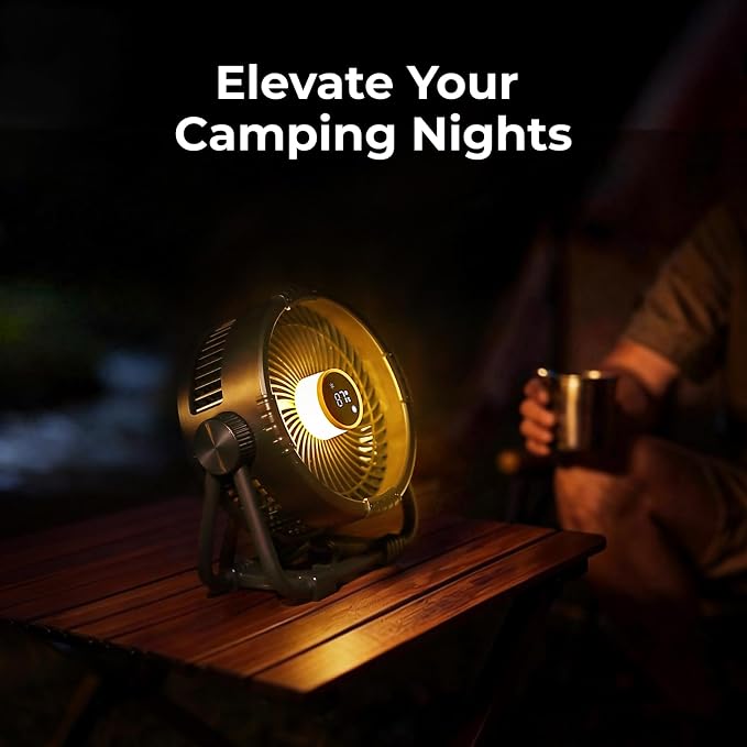 Portable Rechargeable Fan, 20000mAh Battery Powered Fans with 4 Wind Speeds Hook Brighter Light LCD Display for, alternate