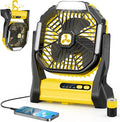 Portable Rechargeable Fan, 20000mAh Cordless Battery Powered Camping Tent Fans with SOS & LED Lantern, Small USB C Operated