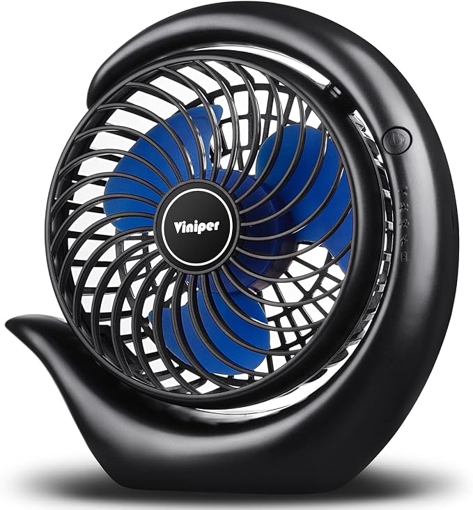 Portable Rechargeable Fan, Small Desk Fan: 3 Speeds & 8-24 Hours Longer Working, 180 Rotation, Portable USB Battery Fan for