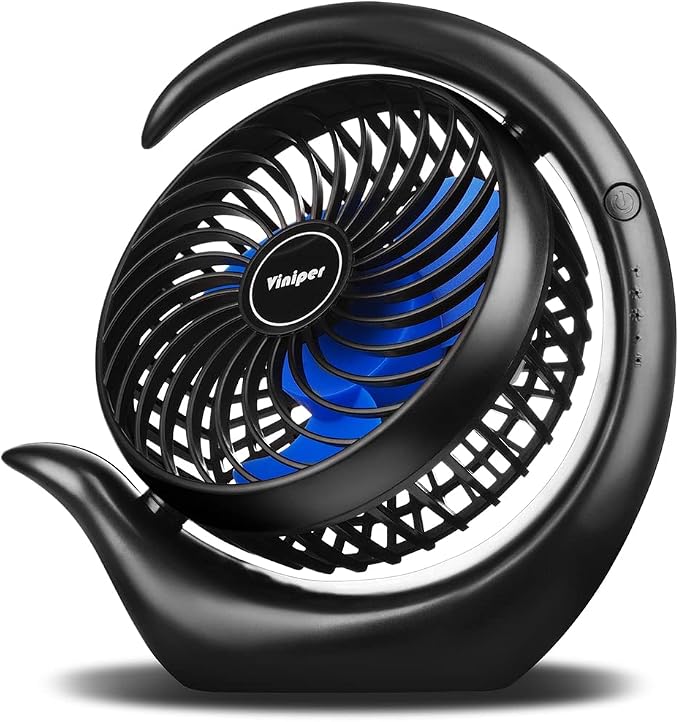 Portable Rechargeable Fan, Small Desk Fan: 3 Speeds & 8-24 Hours Longer Working, 180 Rotation, Portable USB Battery Fan for