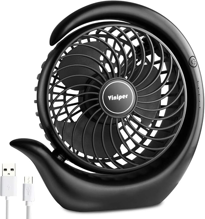 Portable Rechargeable Fan, Small Desk Fan: 3 Speeds & about 8-24 Hours Longer Working, 180 Rotation, Portable Battery Desktop