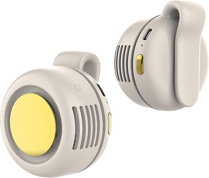 Portable Silent Clip On Bladeless Fan, Rechargeable Wearable Fan - Hands-Free Waist & Neck Cooling, 3 Speeds, 6H Runtime