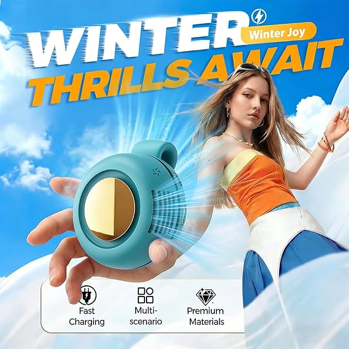 Portable Silent Mini Bladeless Electric Fan, 2026 New Clip On Fan for Shirt & Waist Adjustable 3-Speed Suspended Whirlwind