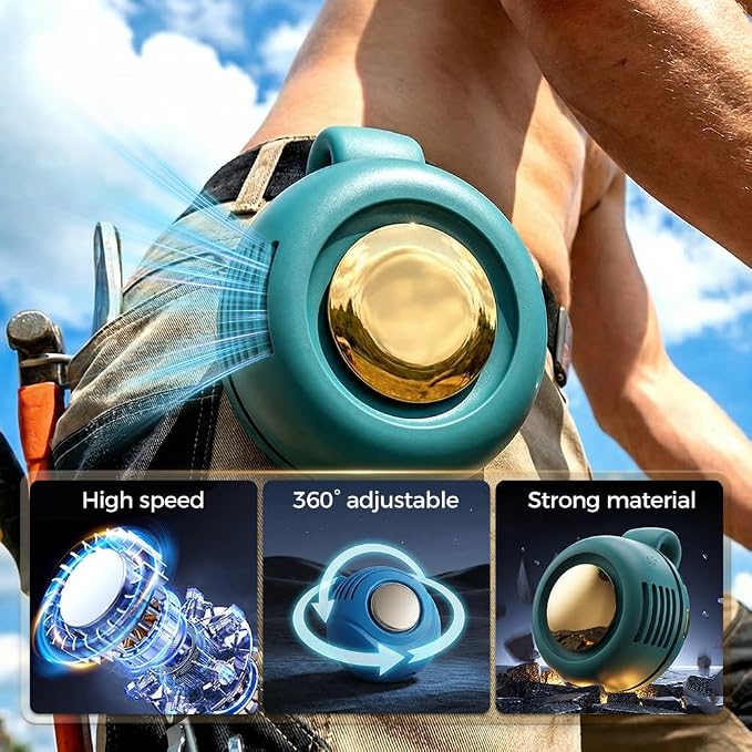 Portable Silent Mini Bladeless Electric Fan, 2026 New Clip On Fan for Shirt & Waist Adjustable 3-Speed Suspended Whirlwind