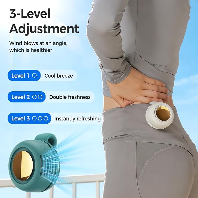 Portable Silent Mini Bladeless Electric Fan, 2026 New Clip On Fan for Shirt & Waist Adjustable 3-Speed Suspended Whirlwind