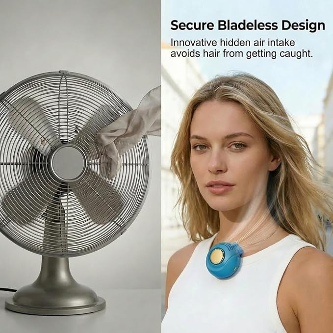 Portable Silent Mini Bladeless Electric Fan, 2026 New Mini USB Rechargeable 360° Rotatable Fan, 3-Speed Silent Mini Bladeless