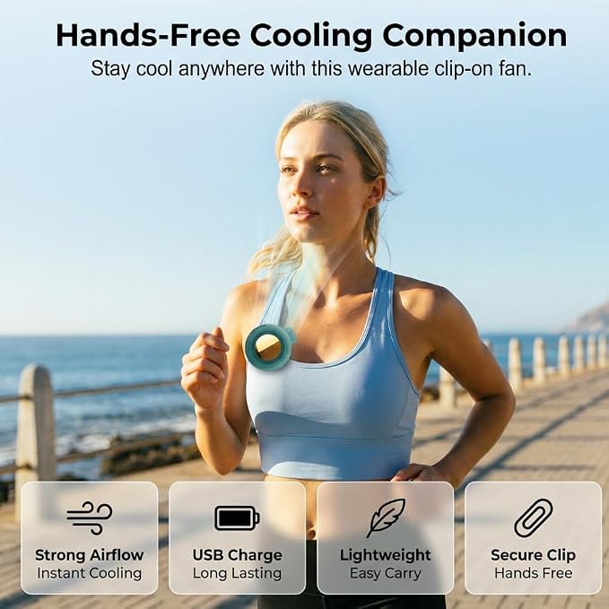 Portable Silent Mini Bladeless Electric Fan Clip On, 2026 New Small Fan Clip on for Shirt & Waist, Adjustable, alternate view