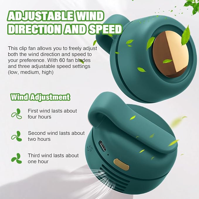 Portable Silent Mini Bladeless Fan Clip on, Portable Silent Mini Bladeless Electric Fan, For Outdoor & Travel & Office
