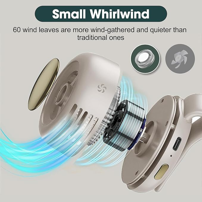 Portable Silent Mini Bladeless Fan Clip On,Small Clip Fan, Adjustable 3 Speeds Suspended, alternate product view 3