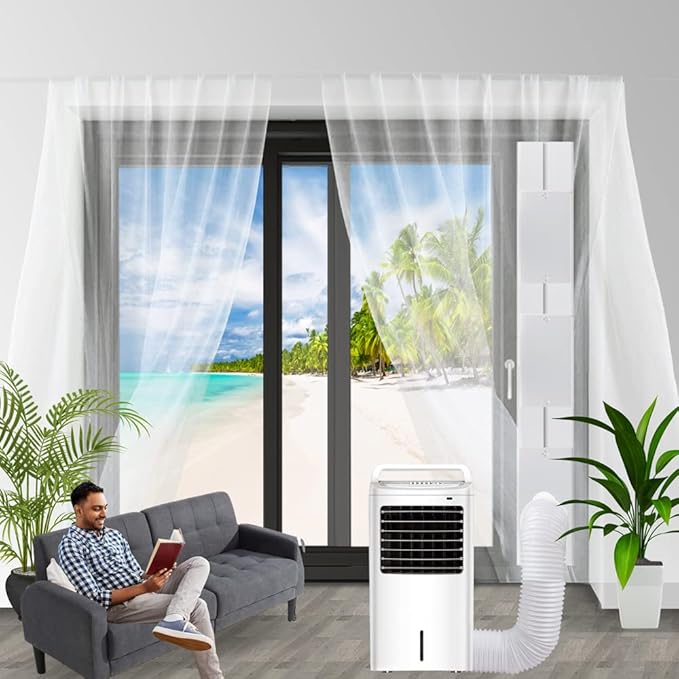 Portable Sliding Door Air Conditioner Kit, Adjustable AC Sliding Door Vent Kit 16.9 Inches - 90 Inches, with, alternate view