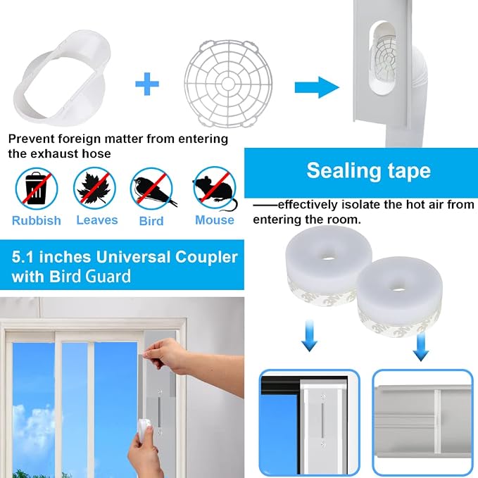Portable Sliding Door Air Conditioner Kit, Adjustable AC Sliding Door Vent Kit 16.9 Inches - 90 Inches, with, alternate view