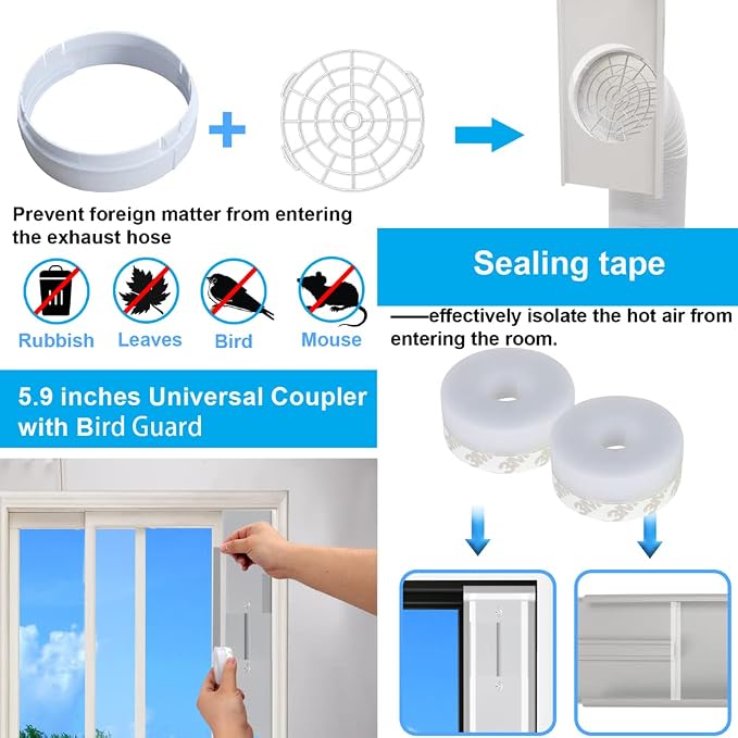 Portable Sliding Door Air Conditioner Kit, New Upgrade Door AC KIT, Adjustable AC Sliding Door Vent Kit 16.9, alternate view