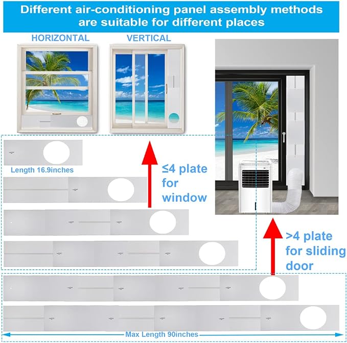 Portable Sliding Door Air Conditioner Kit, New Upgrade Door AC KIT, Adjustable AC Sliding Door Vent Kit 16.9, alternate view