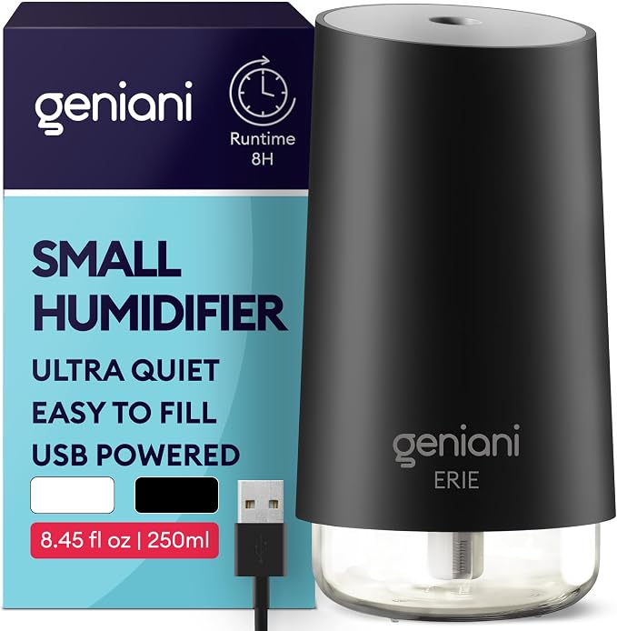 Portable Small Cool Mist Humidifier – USB Powered (Not Rechargeable), Compact Desktop Humidifier for Plants, Office, product