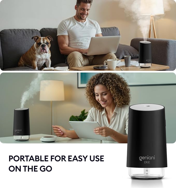 Portable Small Cool Mist Humidifier – USB Powered (Not Rechargeable), Compact Desktop Humidifier for Plants, Office