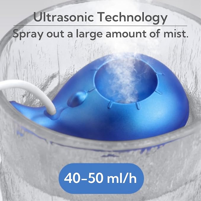 Portable Small Humidifier Dual Nozzle - Large Cool Mist Humidifiers Double Spray Ports, Water Shortage Protection