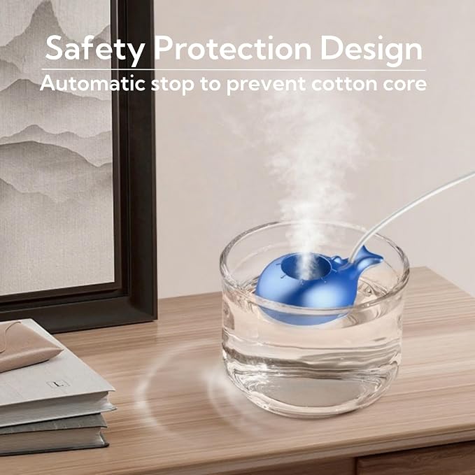 Portable Small Humidifier Dual Nozzle - Large Cool Mist Humidifiers Double Spray Ports, Water Shortage Protection
