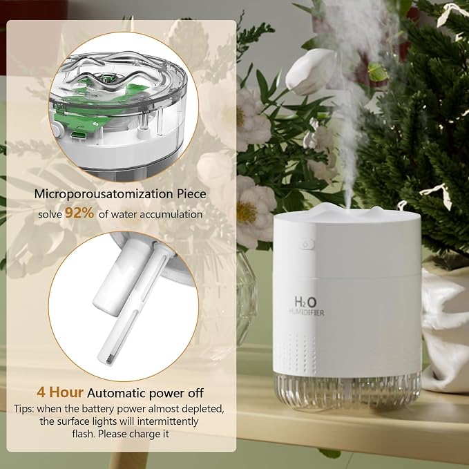 Portable Small Humidifier For Bedroom With Night Light Cool Mist Indoor Mini Small Air Humidifiers For Plants Travel Room Car