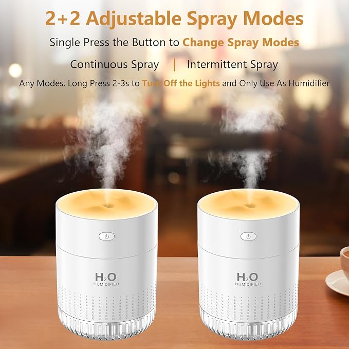 Portable Small Humidifier For Bedroom With Night Light Cool Mist Indoor Mini Small Air Humidifiers For Plants Travel Room Car
