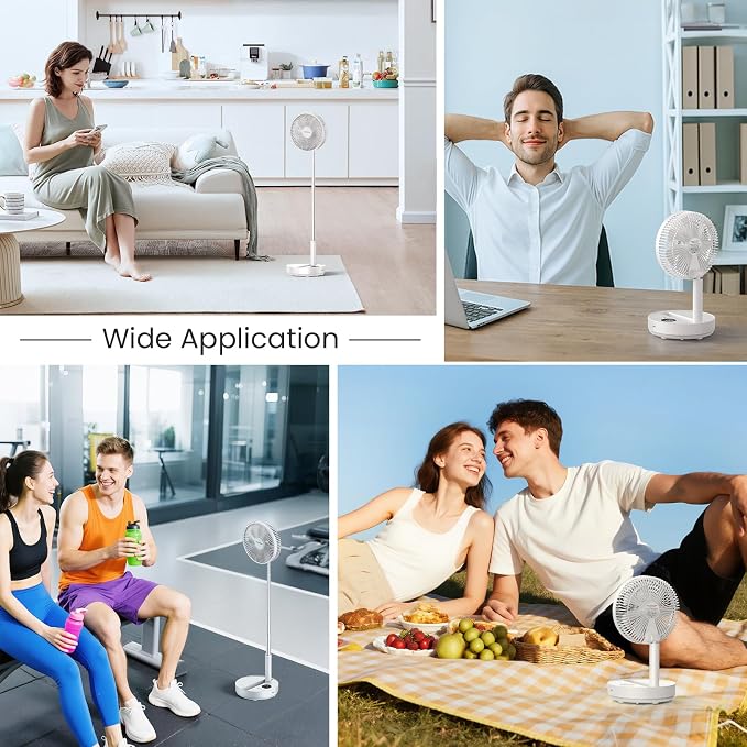Portable Standing Fan, 8000mAh Rechargeable Oscillating Fan with Remote, 8.1'' Quiet Pedestal Floor Fan with LED Display &