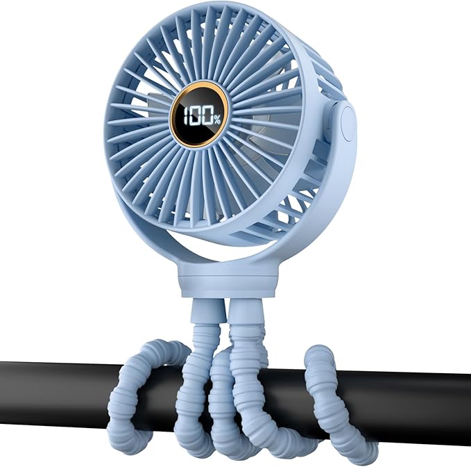 Portable Stroller Mini Fan, Small Rechargeable Personal Fan, Travel Essentials for Baby, Wagon, Car Seat, Treadmill, Battery