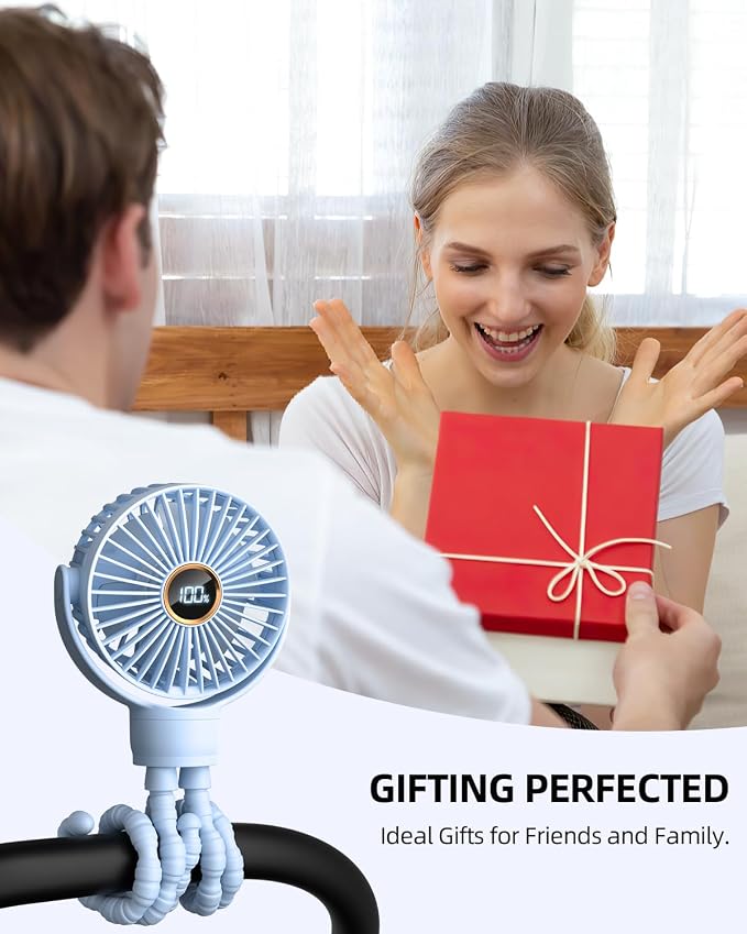 Portable Stroller Mini Fan, Small Rechargeable Personal Fan, Travel Essentials for Baby, Wagon, Car Seat, Treadmill, Battery