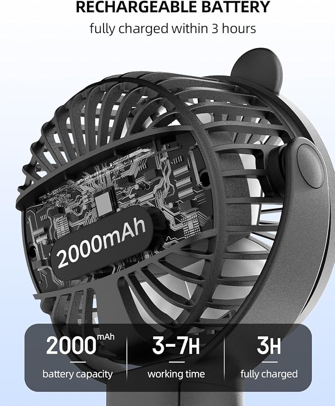 Portable Stroller Mini Fan, Small Rechargeable Personal Cooler w/ 360° Rotation, Baby Essentials for Car Seat, alternate view