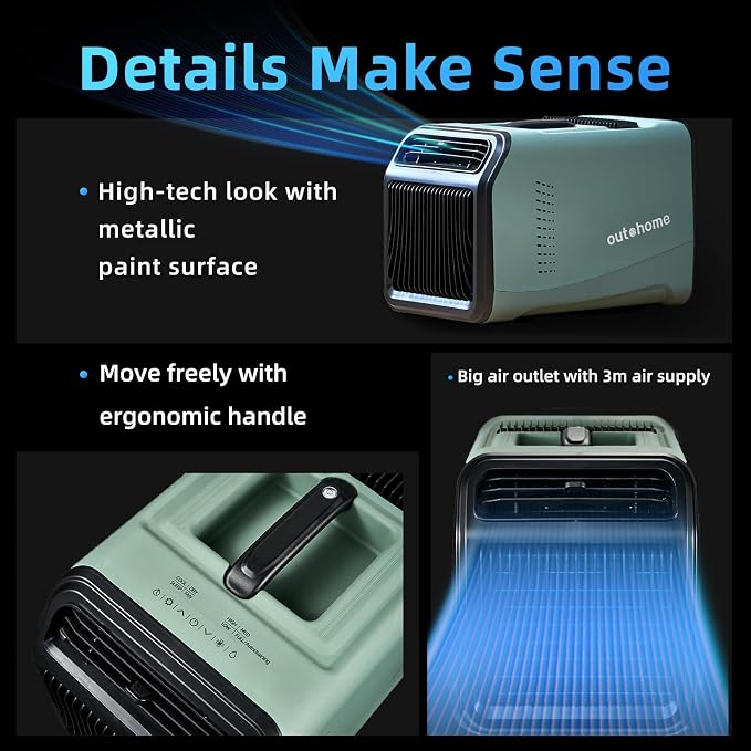 Portable Tent Air Conditioner, 5100 BTU 4-in-1 Cooling Camping AC Unit with 24h Timer & Fan, 110V Quiet Portable Air