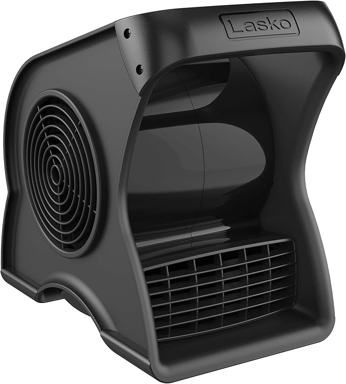 Portable Utility Fan, 12” 289 CFM Pivoting High Velocity Air Mover Blower Fan, 3 Speeds, 2 Accessory Outlets 120V, Black