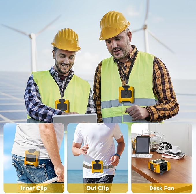 Portable Waist Fan 10000mAh Rechargeable Waist Clip Fan 18000RPM With Max 12H Working Time 3-speed adjustment with LED