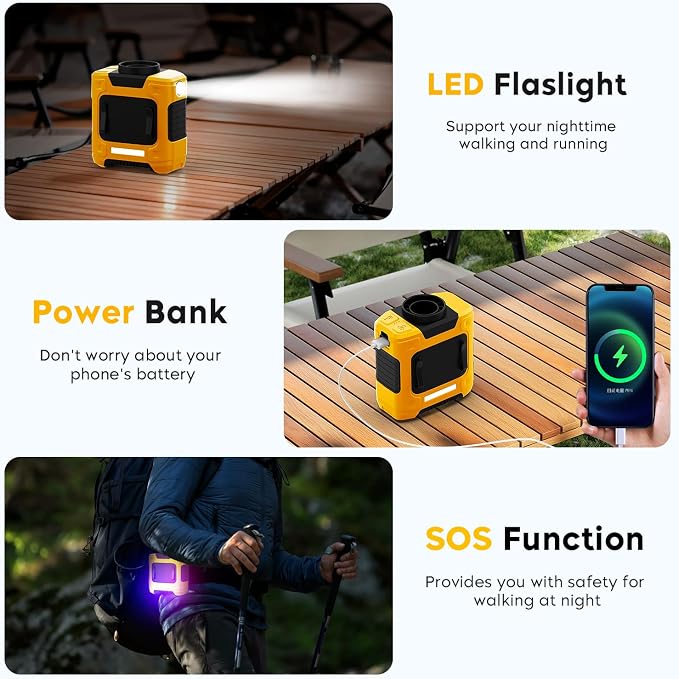 Portable Waist Fan 10000mAh Rechargeable Waist Clip Fan 18000RPM With Max 12H Working Time 3-speed adjustment with LED