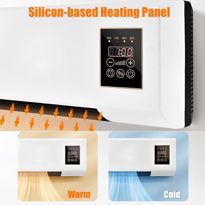 Portable Wall Air Conditioner Fan 2 In 1 Wall Mounted Heating System, Quiet Ac Fan Heater Combo Unit for Living Room Bedroom