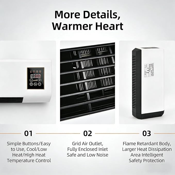Portable Wall Air Conditioner Fan 2 In 1 Wall Mounted Heating System, Quiet Ac Fan Heater Combo Unit for Living Room Bedroom