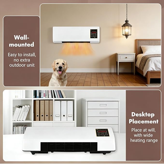 Portable Wall Air Conditioner Fan 2 In 1 Wall Mounted Heating System, Quiet Ac Fan Heater Combo Unit for Living Room Bedroom