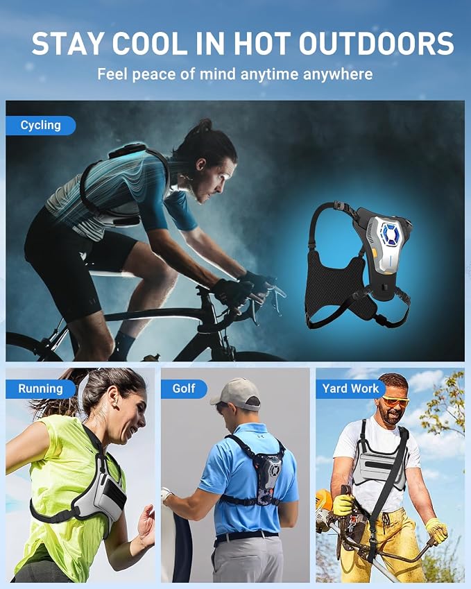 Portable Wearable Fan Rechargeable, Lightweight Cooling Vest, Portable Back Air Conditioner, Cooling Clothes Perfect for
