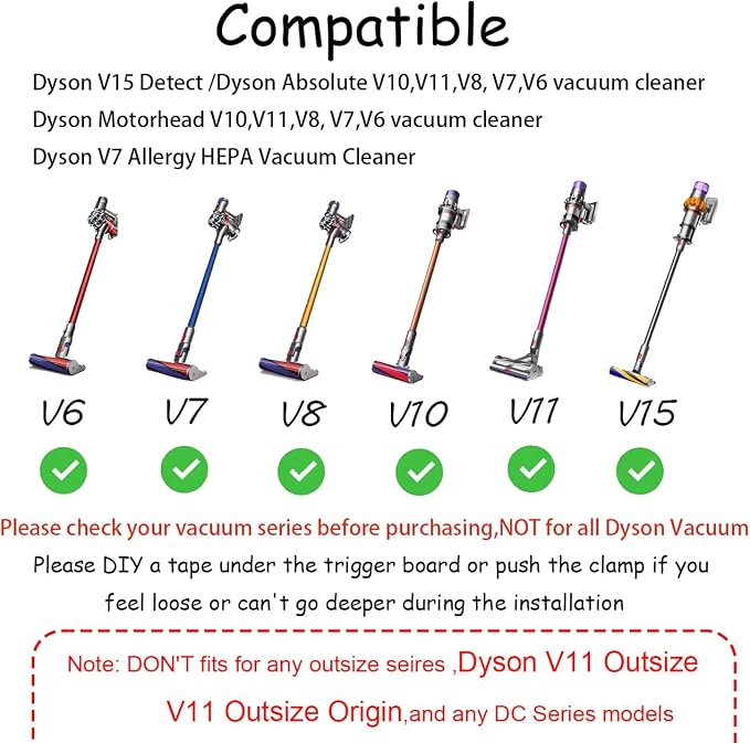 Power Button On/Off Control Clamp Compatible with V6 V8 V7 V10 V11 V15Absolute/Motorhead Vacuum Cleaner, Trigger