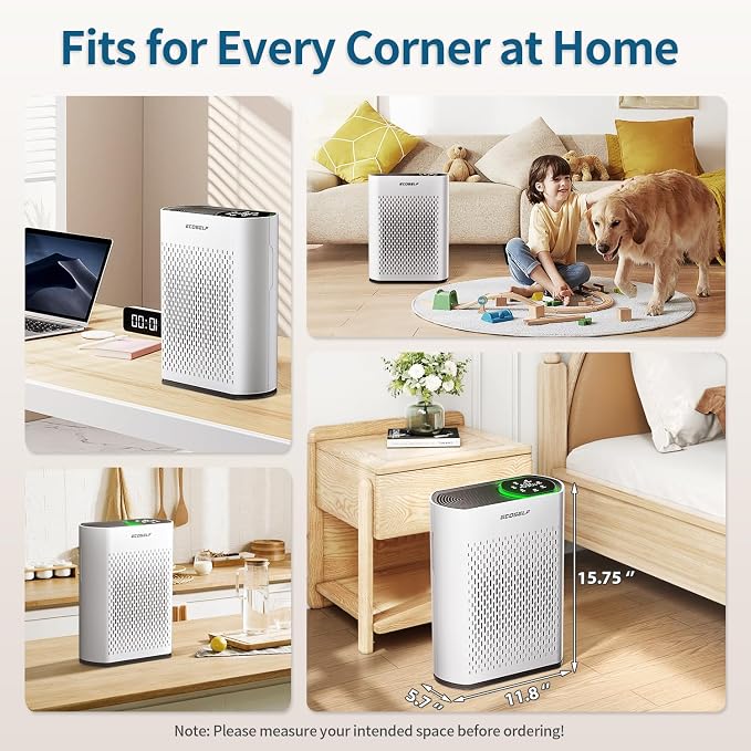Powerful Air Purifiers for Home Large Room Up to 2400 Ft2 with Air Quality Monitor 20dB Sleep Mode, Air Purifier for Bedroom