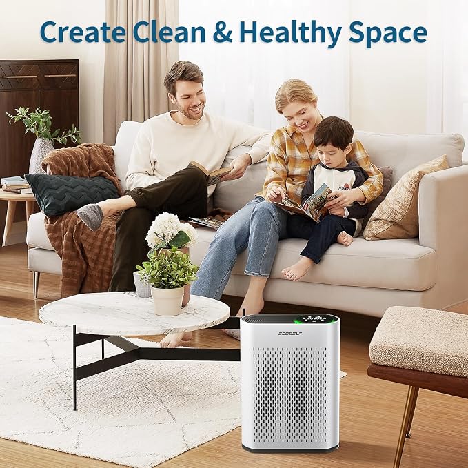 Powerful Air Purifiers for Home Large Room Up to 2400 Ft2 with Air Quality Monitor 20dB Sleep Mode, Air Purifier for Bedroom