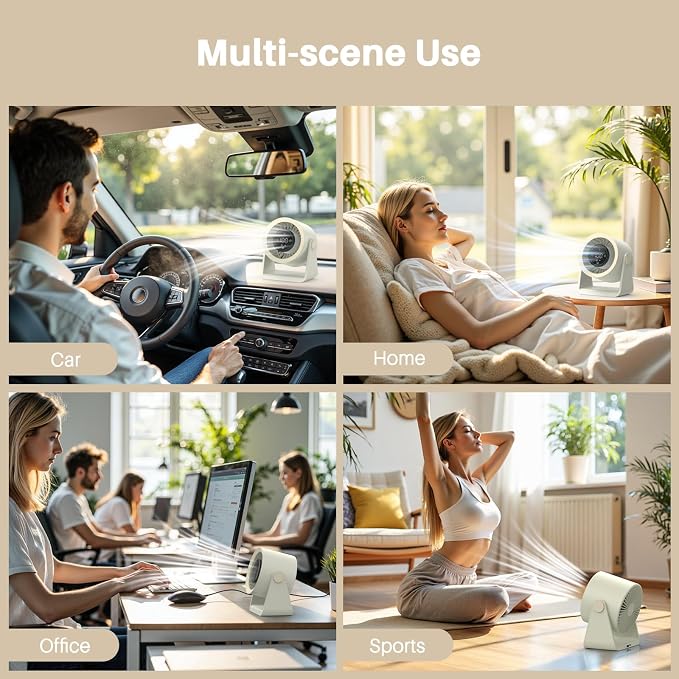 Powerful Desk Fan Utra-quiet for Bedroom, 15200mAh Small Turbo Bedside Fans for Cooling and Sleep, alternate product view 8