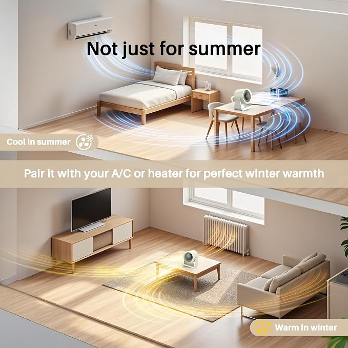 Powerful Desk Fan Utra-quiet for Bedroom, 15200mAh Small Turbo Bedside Fans for Cooling and Sleep, alternate product view 9