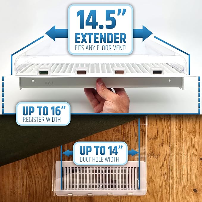 Powerful Magnetic Air Vent Extender for Floor Under Furniture - Sturdy & Durable - Super Strong Neodymium Magnets (Upgraded