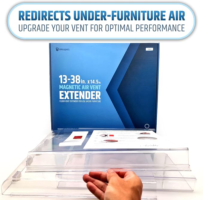Powerful Magnetic Air Vent Extender for Floor Under Furniture - Sturdy & Durable - Super Strong Neodymium Magnets (Upgraded