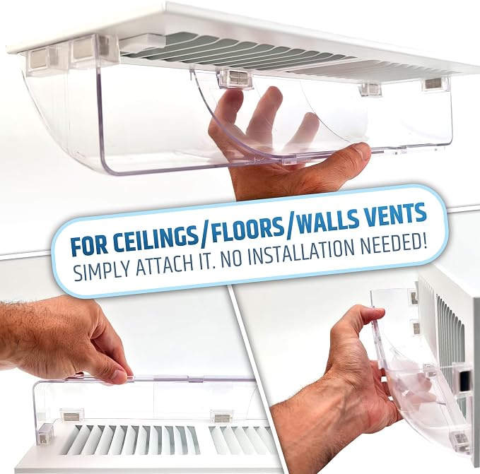 Powerful Magnetic Vent Air & Heat Deflector (4 Pack) for Ceiling, Floor and Wall - Will Never Fall Off - Adjustable from 9.2”