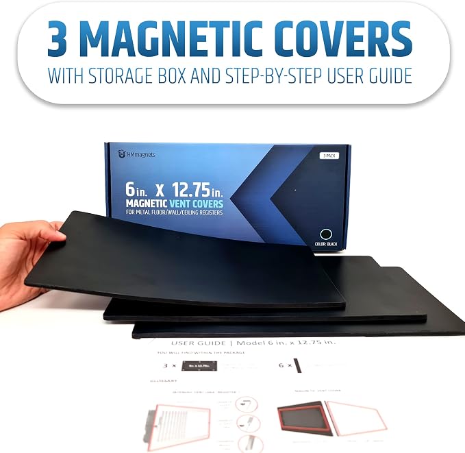 Powerful Magnetic Vent Covers (3-Pack) That Will Never Fall Off (Upgraded Design) - for Sealing Floor/Wall/Ceiling Registers