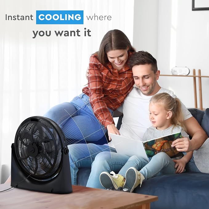 PowrCurve 20-Inch High-Velocity Floor Fan with Wall Mount, 3-Speed Fan with 180° Adjustable Tilt – Powerful Cooling for Home