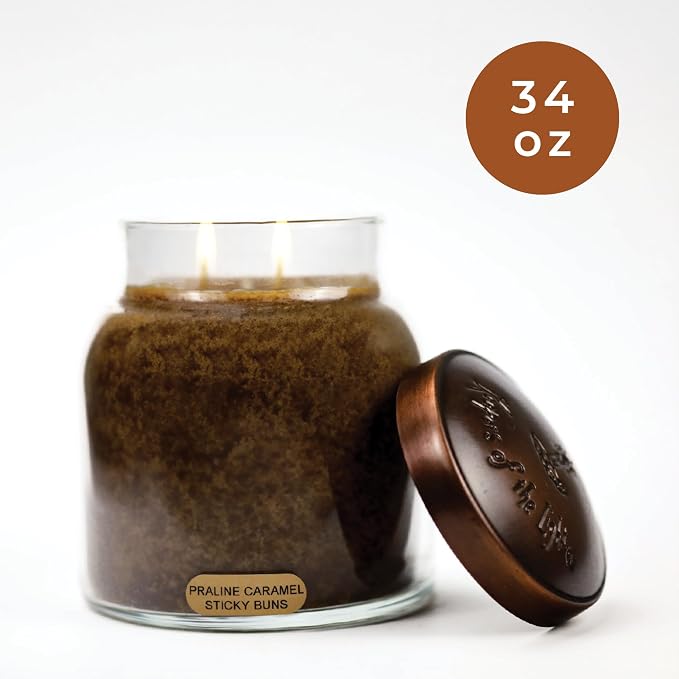 Praline Caramel Sticky Buns - 34oz Papa Scented Candle Jar - Keepers of the Light - 155 Hours of Burn Time, Candles Gifts for