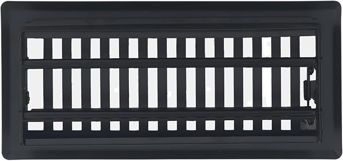 Precision Flow 4" x10" Steel Floor Register - Contemporary Design, Textured Black Finish - Premium Home Vent, alternate view