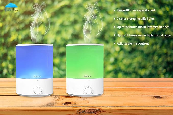Premium 4000 ml XL Essential Oil Diffuser 4L 4 Liter 70 Hour Run Humidifier Aromatherapy 1 Gallon Big Capacity High Mist