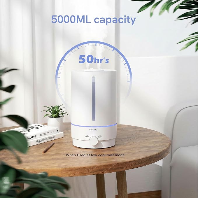 Premium 5000 ML XL Cool and Warm Mist Ultrasonic Diffuser Humidifier Large Room Huge Coverage Area 5 Liter Big Capacity High
